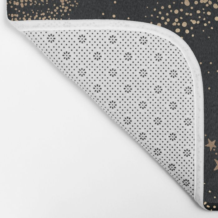 Magical Starry Night Sky Golden Cosmic Swirl II Bath Mat Gallery Image 2