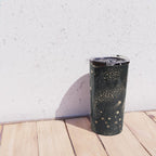 Magical Starry Night Sky Golden Cosmic Swirl II Travel Mug Gallery Image 4