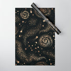 Magical Starry Night Sky Golden Cosmic Swirl II Wrapping Paper Gallery Image 1