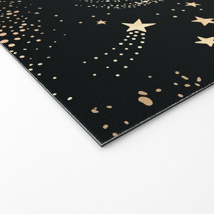 Magical Starry Night Sky Golden Cosmic Swirl II Welcome Mat Gallery Image 2