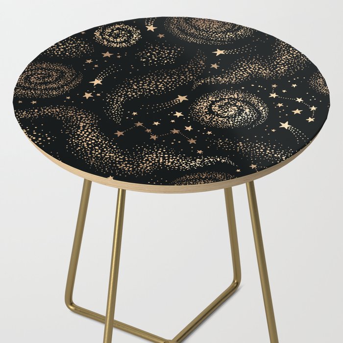 Magical Starry Night Sky Golden Cosmic Swirl II Side Table Gallery Image 2