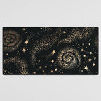 Magical Starry Night Sky Golden Cosmic Swirl II Desk Mat Gallery Image 3