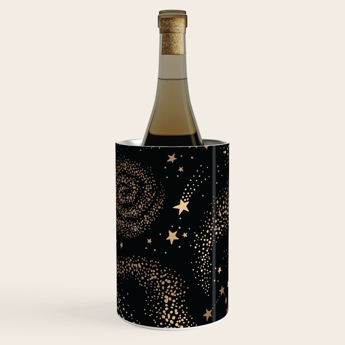 Magical Starry Night Sky Golden Cosmic Swirl II Wine Chiller Gallery Image 2