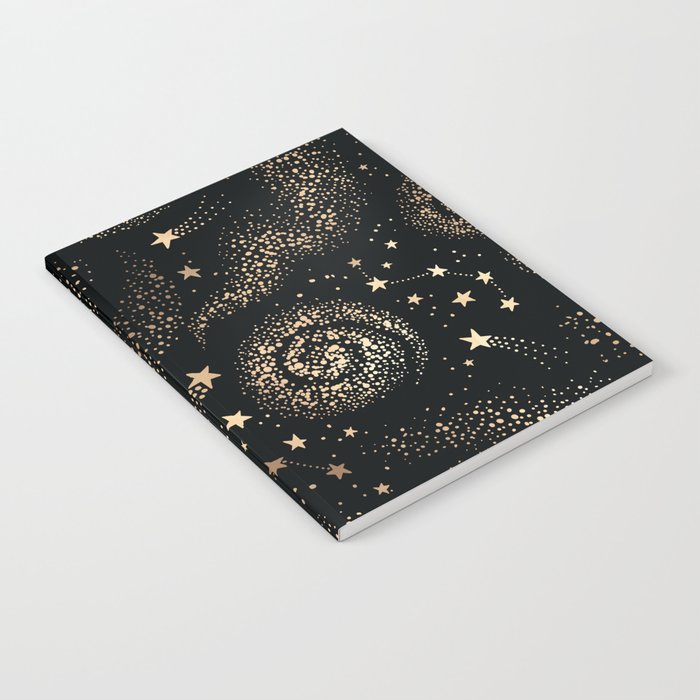 Magical Starry Night Sky Golden Cosmic Swirl II Notebook Gallery Image 2