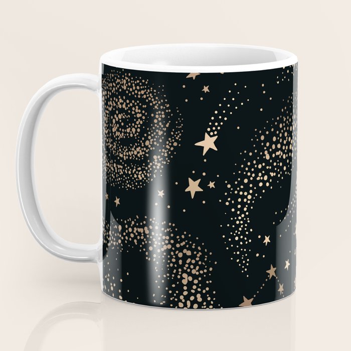 Magical Starry Night Sky Golden Cosmic Swirl II Coffee Mug Gallery Image 3