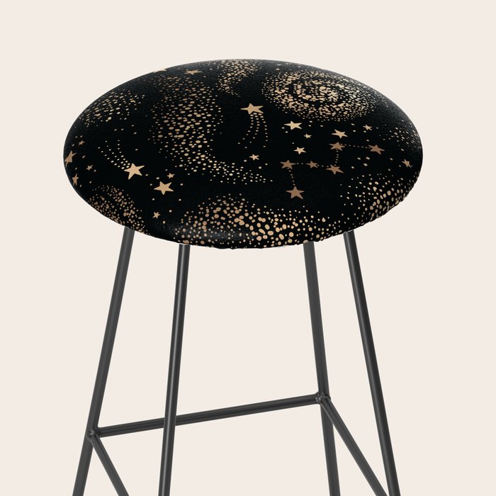 Magical Starry Night Sky Golden Cosmic Swirl II Stool Gallery Image 2
