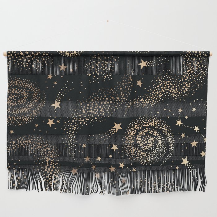 Magical Starry Night Sky Golden Cosmic Swirl II Wall Hanging Gallery Image 1