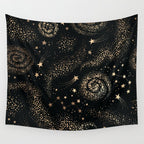 Magical Starry Night Sky Golden Cosmic Swirl II Wall Tapestry Gallery Image 4