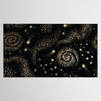 Magical Starry Night Sky Golden Cosmic Swirl II Tablecloth Gallery Image 2