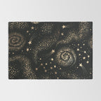 Magical Starry Night Sky Golden Cosmic Swirl II Rug Gallery Image 2