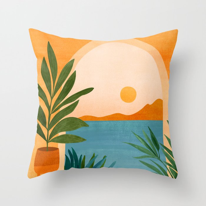 Riviera Villa View Throw Pillow Gallery Image 1