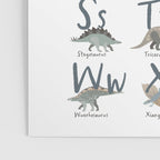 Dinosaur alphabet in muted shades of blue, grey and green Poster Gallery Image 3