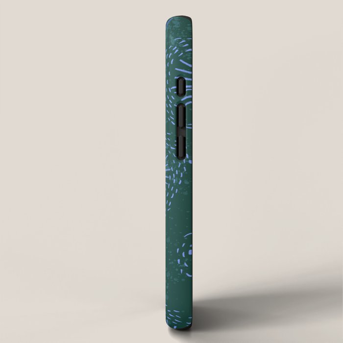 Make A Wish Dandelion Pattern in Forest Green & Blue iPhone Case Gallery Image 2