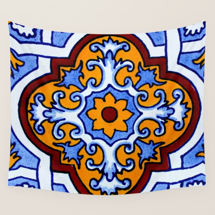 talavera mexican tile Wall Tapestry Gallery Image 4