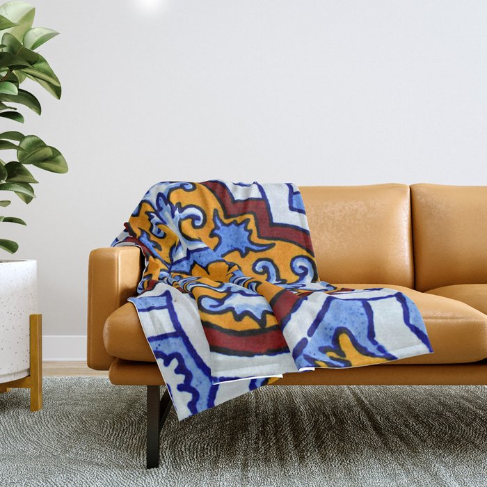 talavera mexican tile Throw Blanket Gallery Image 1