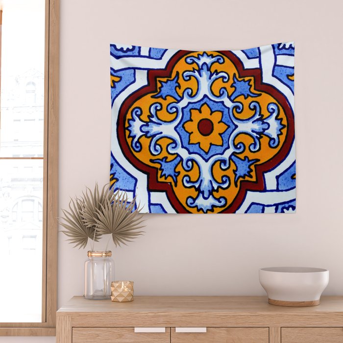 talavera mexican tile Wall Tapestry Gallery Image 2
