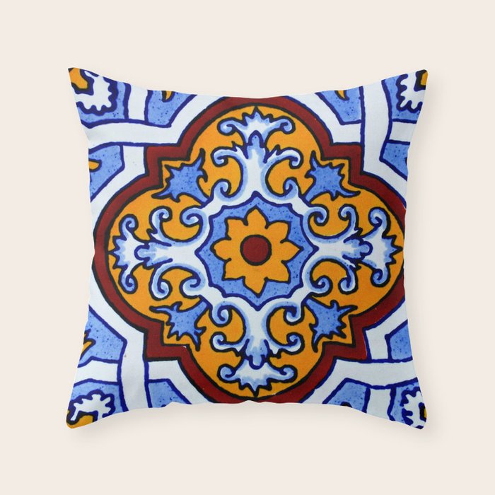 talavera mexican tile Throw Pillow Gallery Image 1