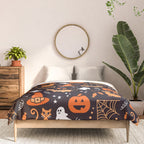 Halloween party illustrations orange, black Comforter Gallery Image 3