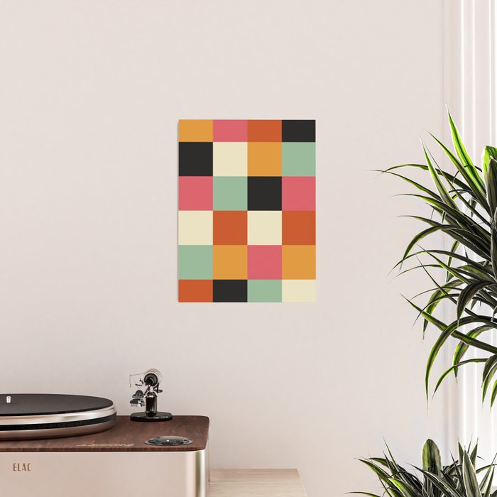 Bold Colorful Checks Pattern - Large XVIII Poster Gallery Image 2