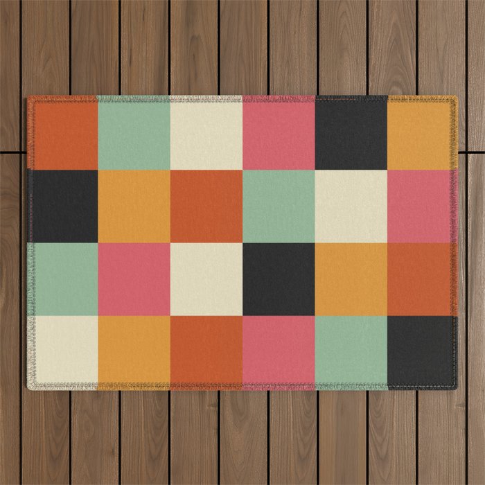 Bold Colorful Checks Pattern - Large XVIII Outdoor Rug Gallery Image 1