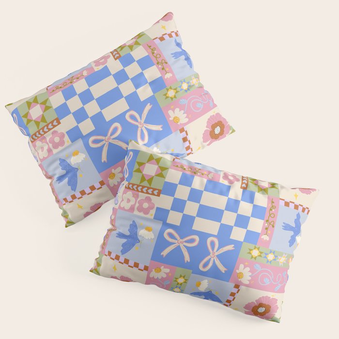 Whimsical Folk Garden Collage Pillow Sham Gallery Image 3