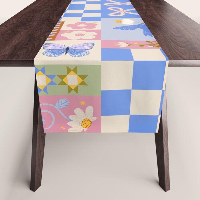 Whimsical Folk Garden Collage Table Runner Gallery Image 1
