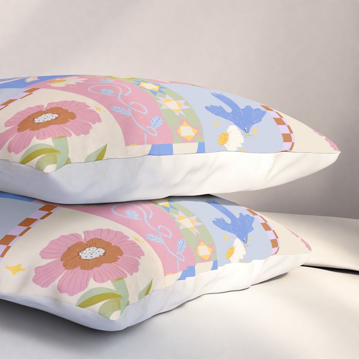 Whimsical Folk Garden Collage Pillow Sham Gallery Image 3