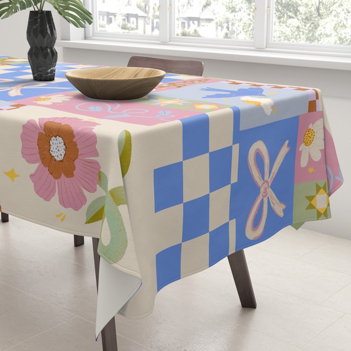 Whimsical Folk Garden Collage Tablecloth Gallery Image 3