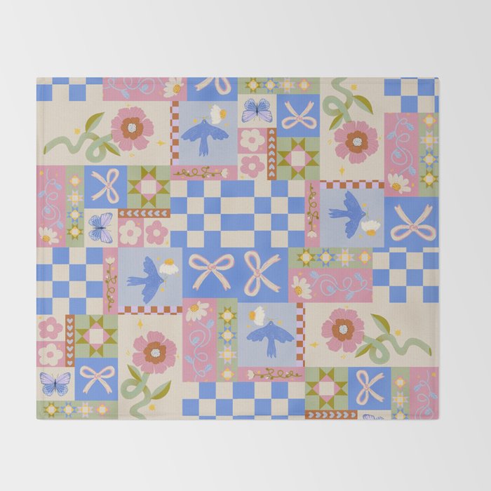 Whimsical Folk Garden Collage Throw Blanket Gallery Image 2