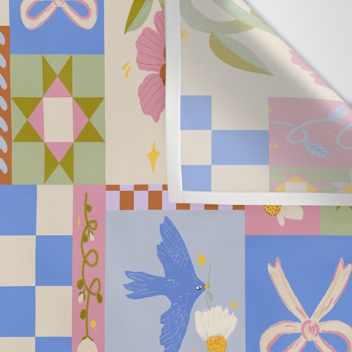 Whimsical Folk Garden Collage Wall Tapestry Gallery Image 3