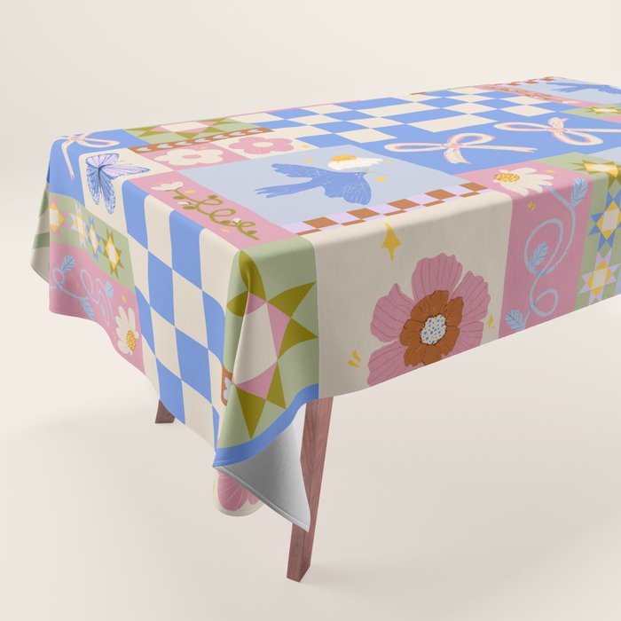 Whimsical Folk Garden Collage Tablecloth Gallery Image 1