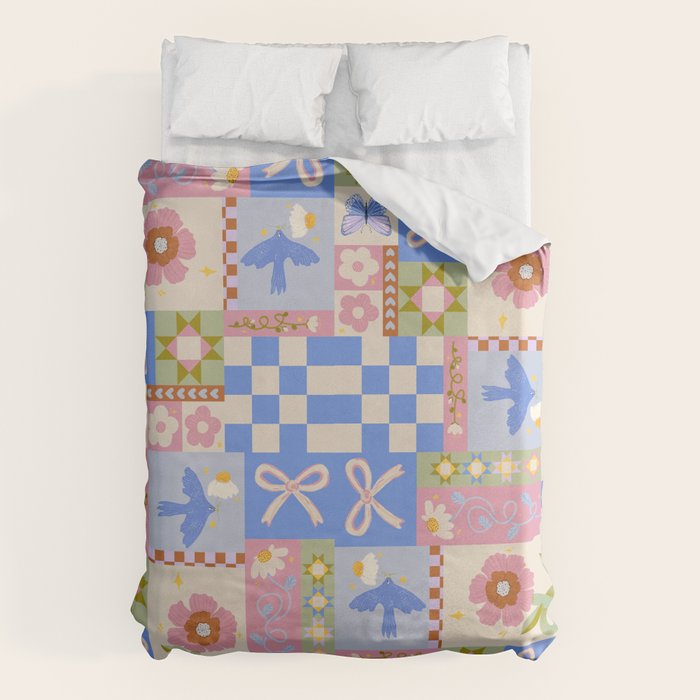 Whimsical Folk Garden Collage Duvet Cover Gallery Image 6