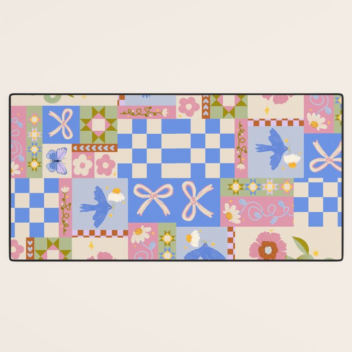 Whimsical Folk Garden Collage Desk Mat Gallery Image 3