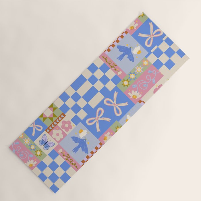 Whimsical Folk Garden Collage Yoga Mat Gallery Image 1