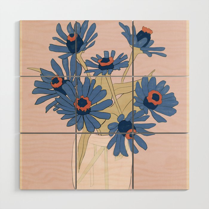 blue flowers 2 Wood Wall Art Gallery Image 1
