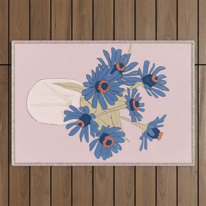 blue flowers 2 Outdoor Rug Gallery Image 1