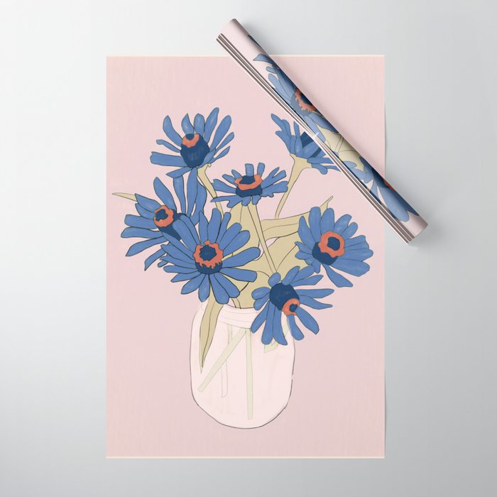 blue flowers 2 Wrapping Paper Gallery Image 1