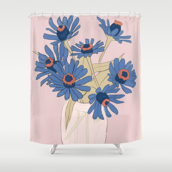 blue flowers 2 Shower Curtain Gallery Image 1