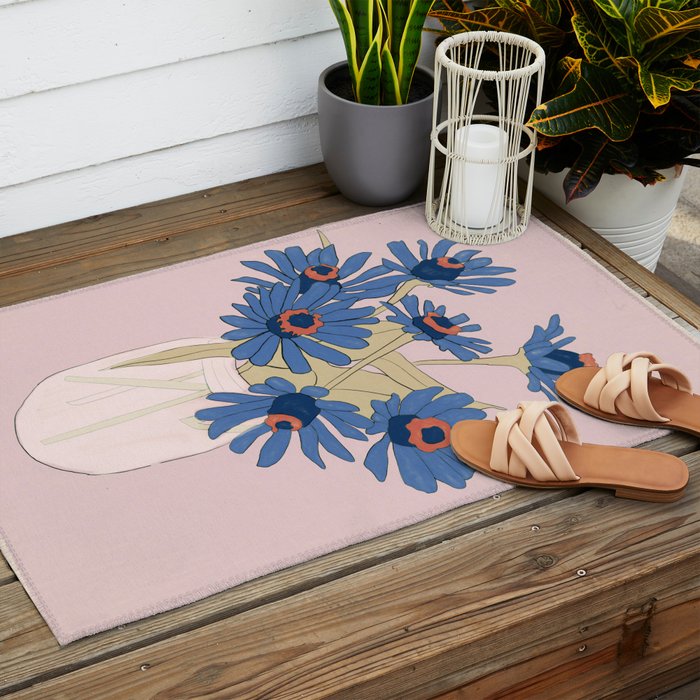 blue flowers 2 Outdoor Rug Gallery Image 2