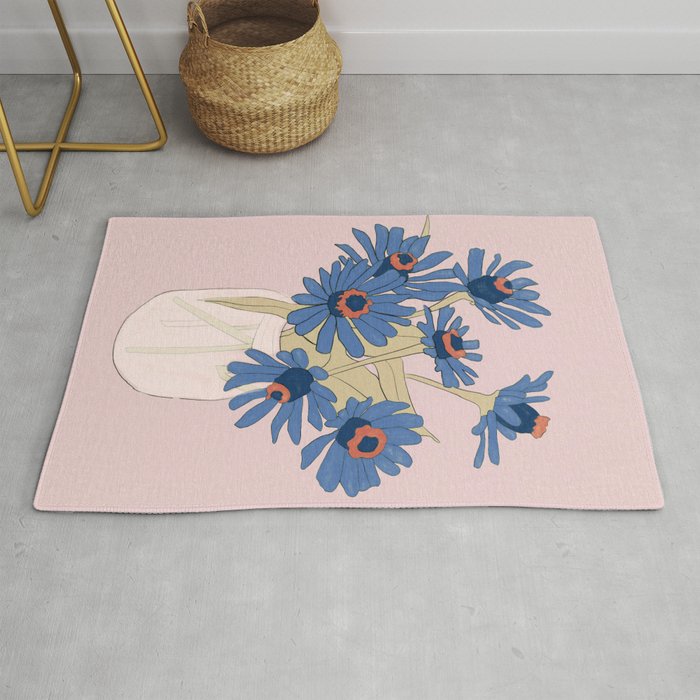 blue flowers 2 Rug Gallery Image 1