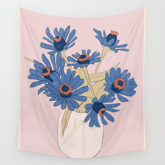 blue flowers 2 Wall Tapestry Gallery Image 4