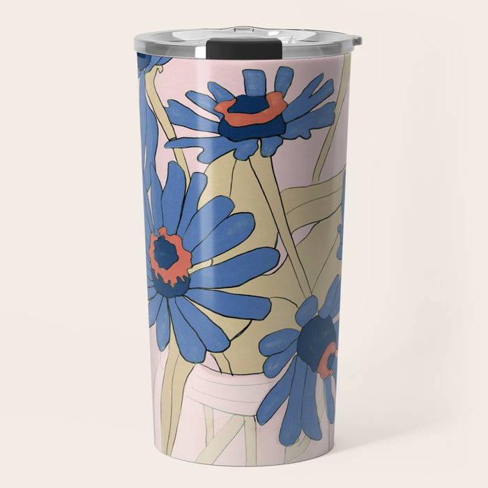 blue flowers 2 Travel Mug Gallery Image 1