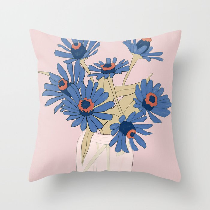 blue flowers 2 Throw Pillow Gallery Image 6