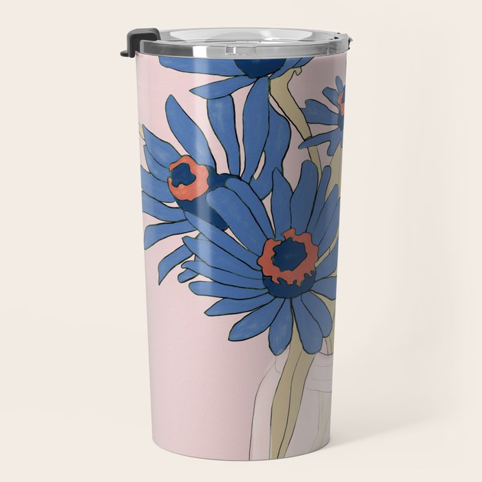 blue flowers 2 Travel Mug Gallery Image 3