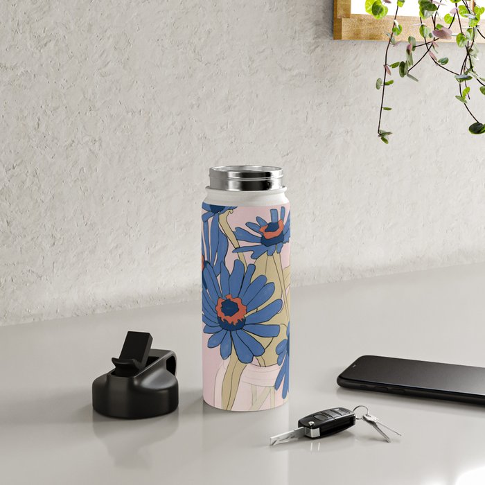 blue flowers 2 Water Bottle Gallery Image 4
