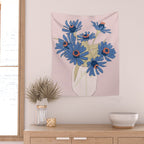 blue flowers 2 Wall Tapestry Gallery Image 2