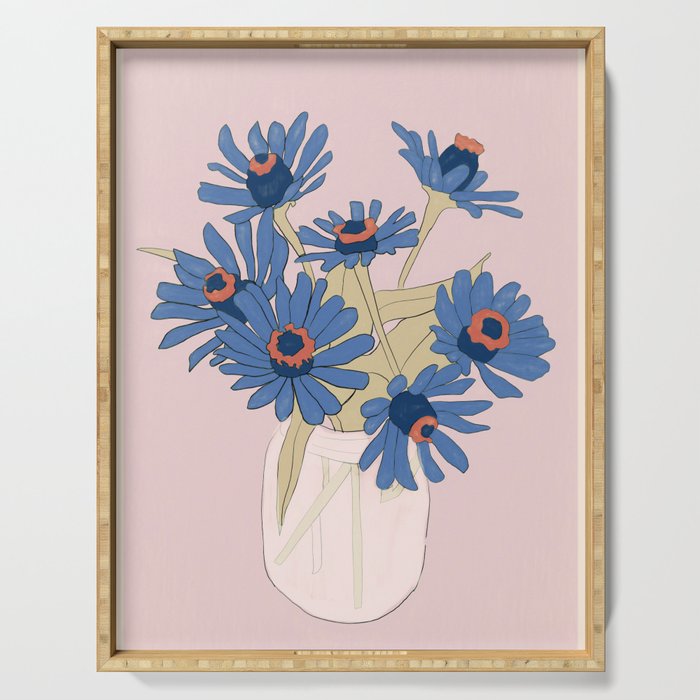 blue flowers 2 Serving Tray Gallery Image 1