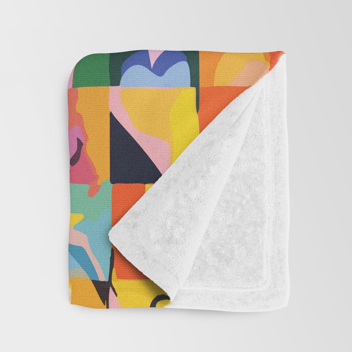 Life On a Checkboard, Abstract Maximalism Eclectic Painting, Bohemian Pop of Color Illustration  Throw Blanket Gallery Image 3