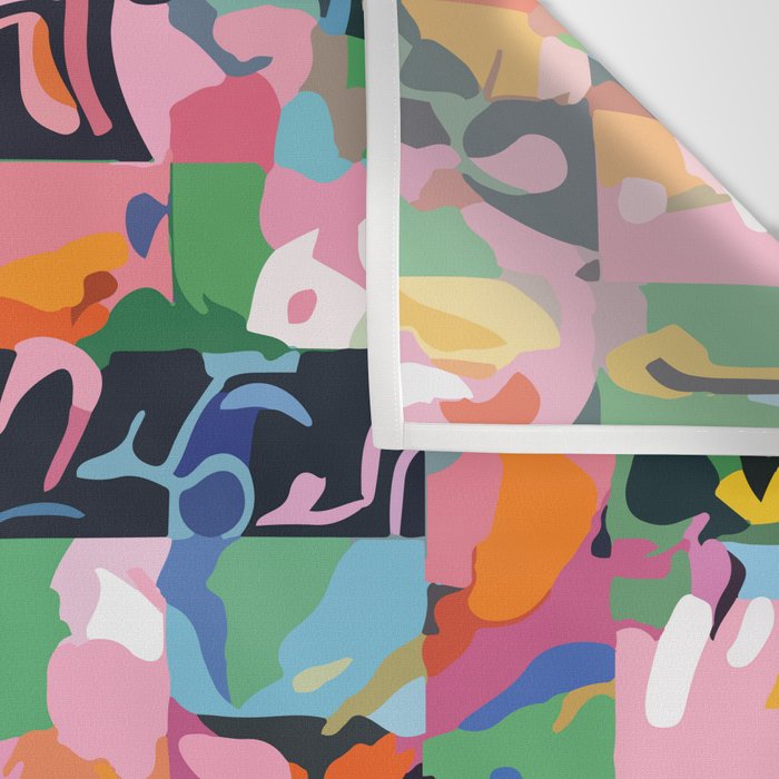 Life On a Checkboard, Abstract Maximalism Eclectic Painting, Bohemian Pop of Color Illustration  Wall Tapestry Gallery Image 3