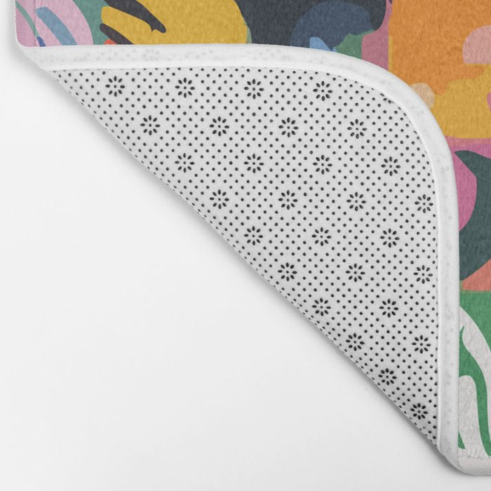 Life On a Checkboard, Abstract Maximalism Eclectic Painting, Bohemian Pop of Color Illustration  Bath Mat Gallery Image 2